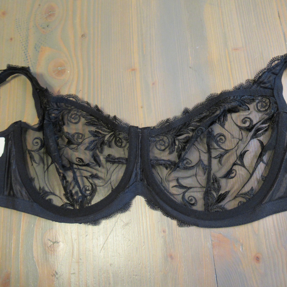 Soma Sensuous Lace Unlined Bra 36DDD Black Sheer Underwire Full Coverage Floral - Picture 8 of 11
